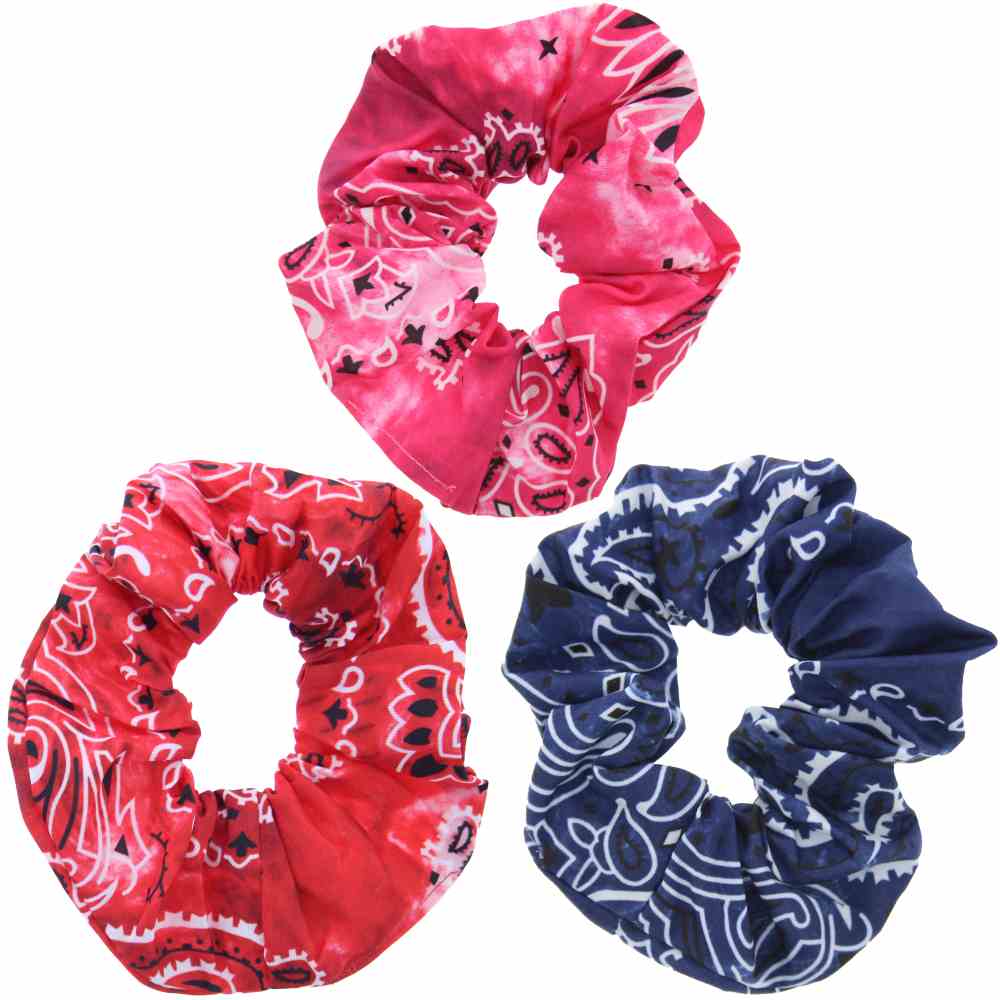 Zac's Alter Ego - Acid Wash Paisley Hair scrunchie - Set of 3 - Multicolours